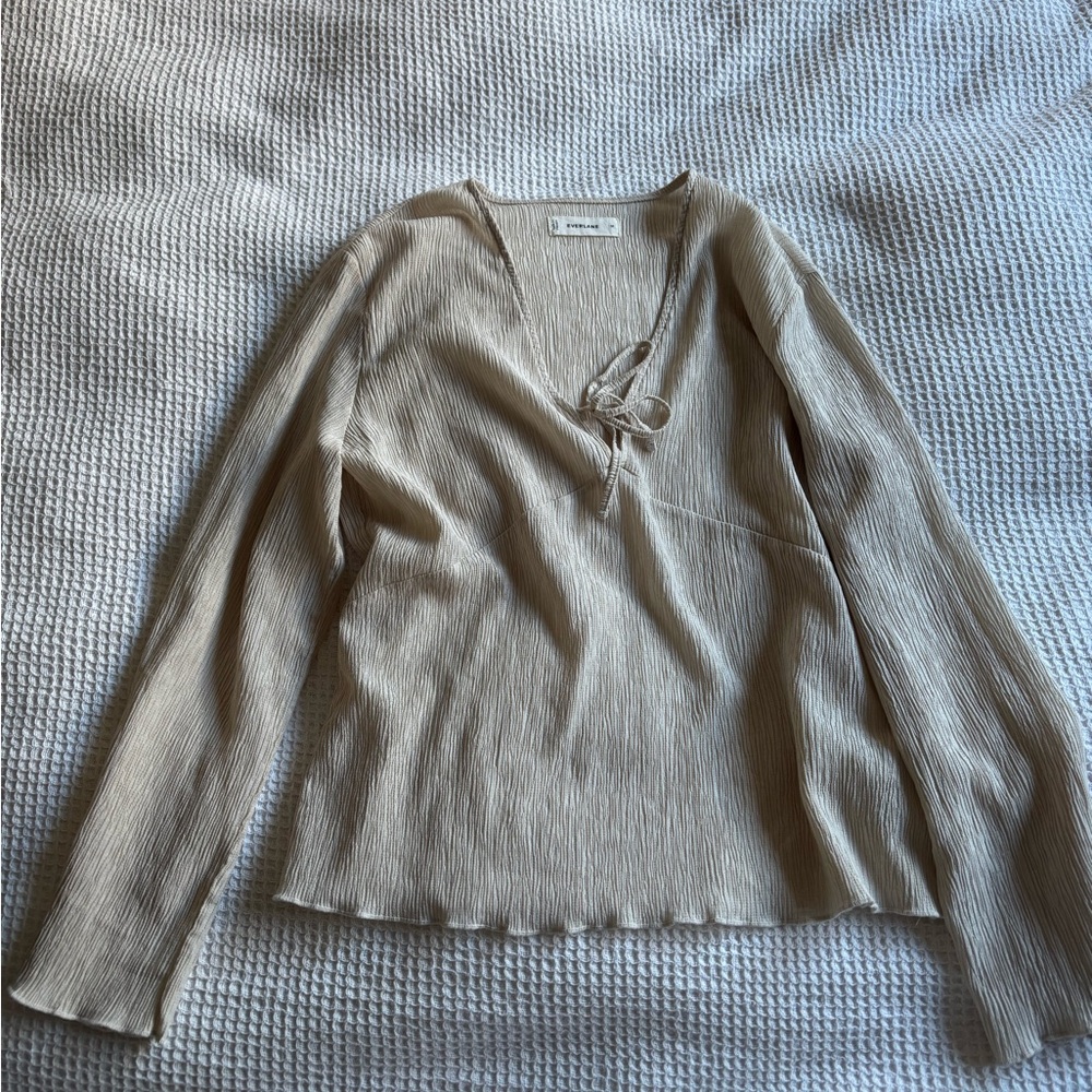 Everlane Beige Textured Blouse - Picture 5 of 5